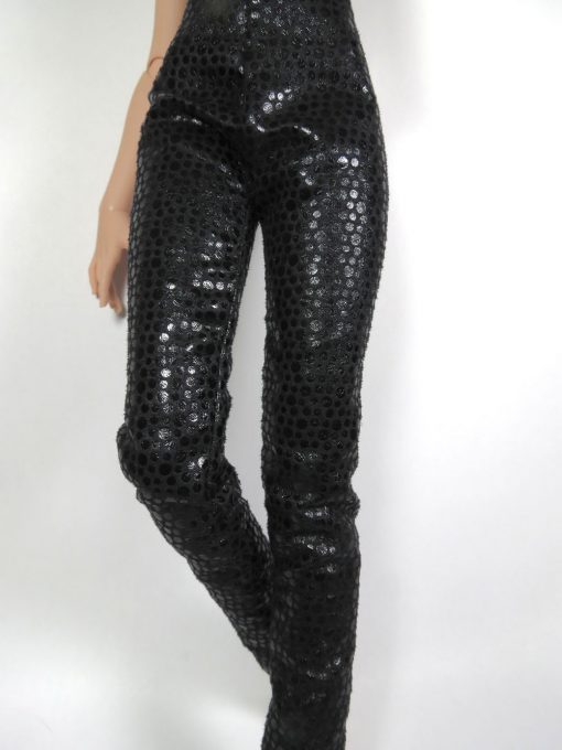 Black Vinyl Dot Pants