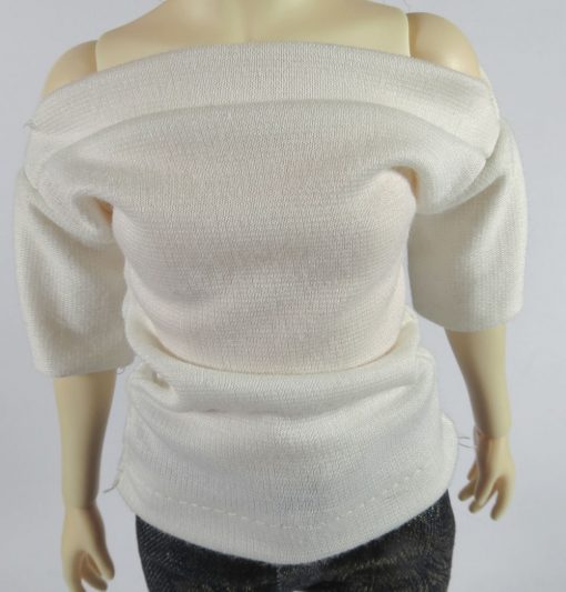 Cream Short Sleeve Wide Neck Shirt - Image 3