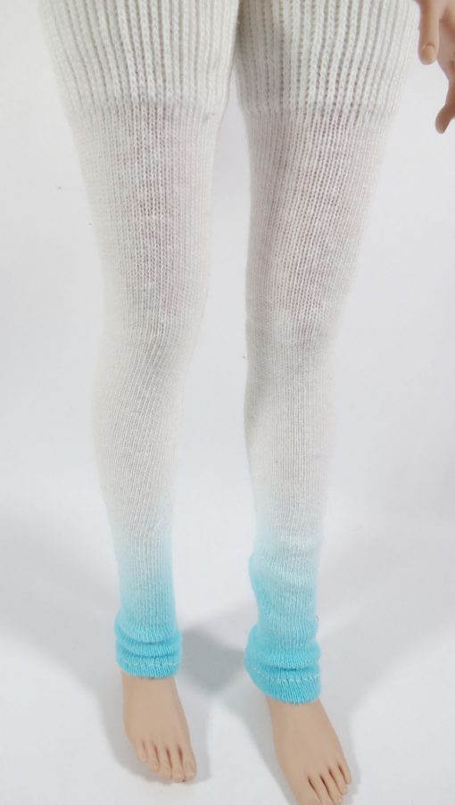 White Turquoise Gradient Thigh High Socks - Image 4
