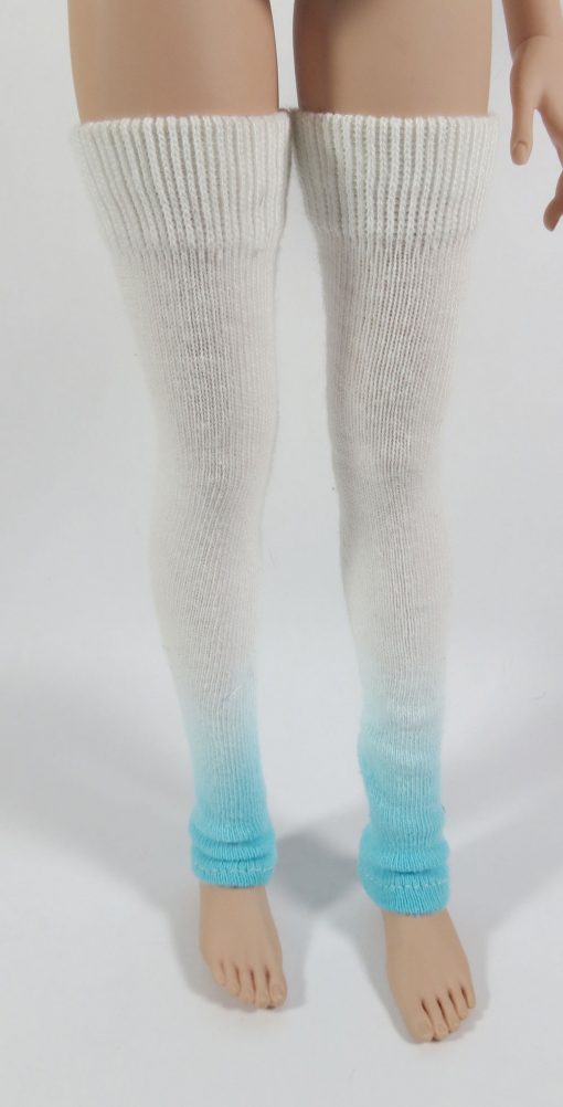 White Turquoise Gradient Thigh High Socks