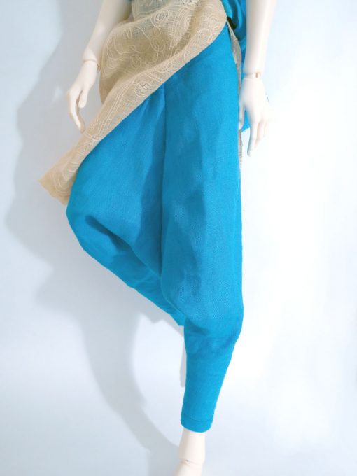 Linen Harem/Parachute Pants Pacific Blue Large - Image 2