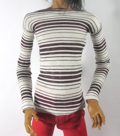 Cream and Purple Stripe Top