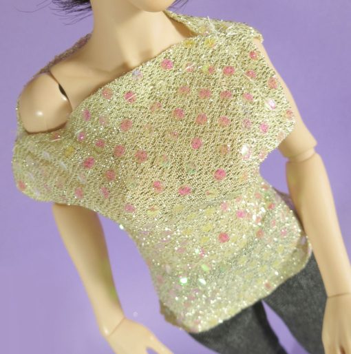 Cream Rainbow Dot Shirt for Ball Jointed Doll