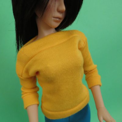 Golden yellow wide neck shirt for BJD