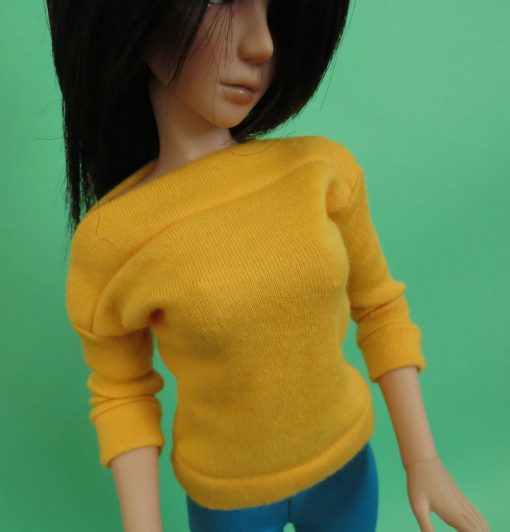 Golden yellow wide neck shirt for BJD