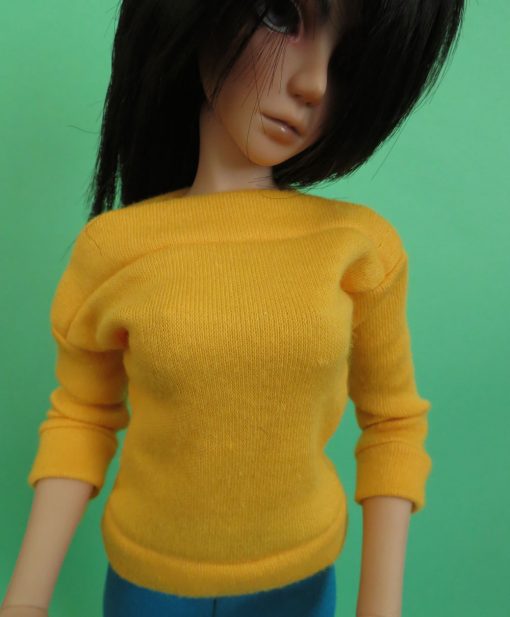 Golden yellow wide neck shirt for BJD