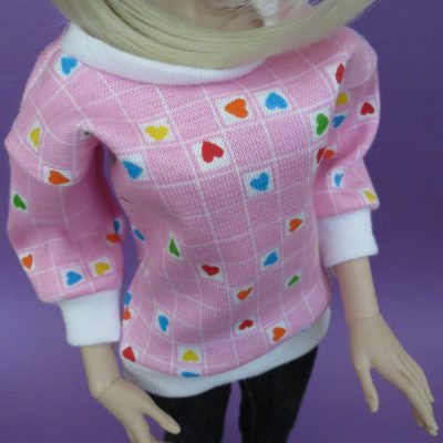 Pink Heart Print Shirt for BJD