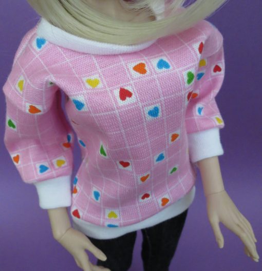 Pink Heart Print Shirt for BJD