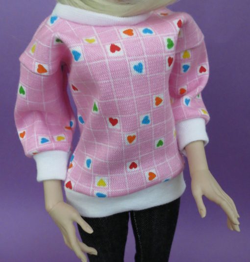 Pink Heart Print Shirt for BJD