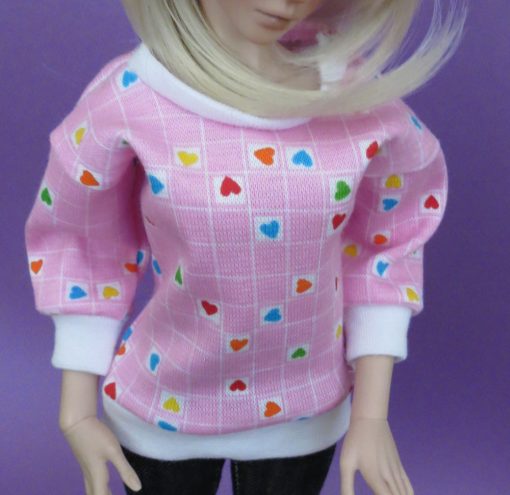 Pink Heart Print Shirt for BJD