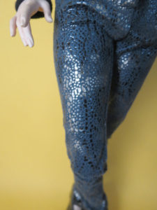 Blue Snakeskin Pants with Metallic Gold BJD CLothing
