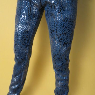 Blue Snakeskin Pants with Metallic Gold BJD CLothing