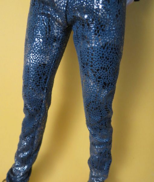 Blue Snakeskin Pants with Metallic Gold BJD CLothing