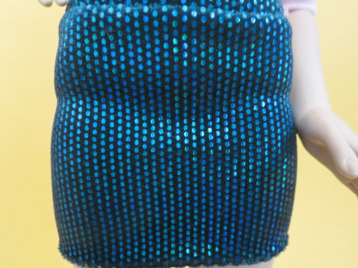 Blue Green Velvet Dot Mini Skirt - Image 4