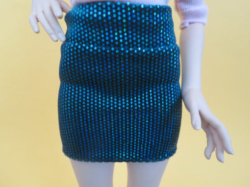 Blue Green Velvet Dot Mini Skirt - Image 3