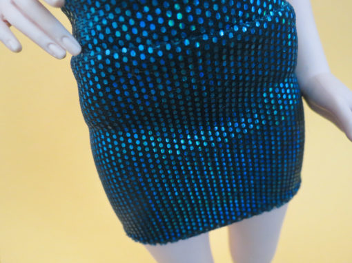 Blue Green Velvet Dot Mini Skirt - Image 5
